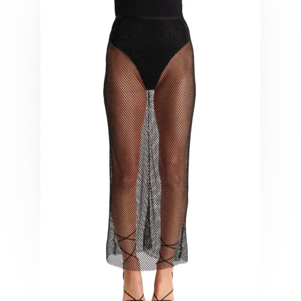 NWOT Ronny Kobo sheer and embellished black maxi skirt size Small